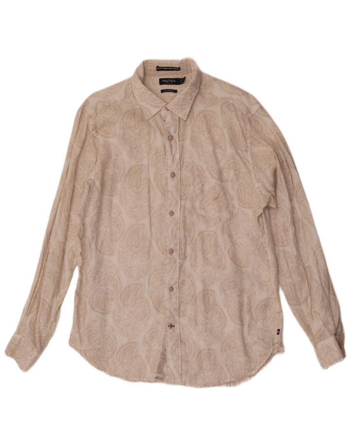 Camicia da uomo Nautica Large Beige Paisley Linen