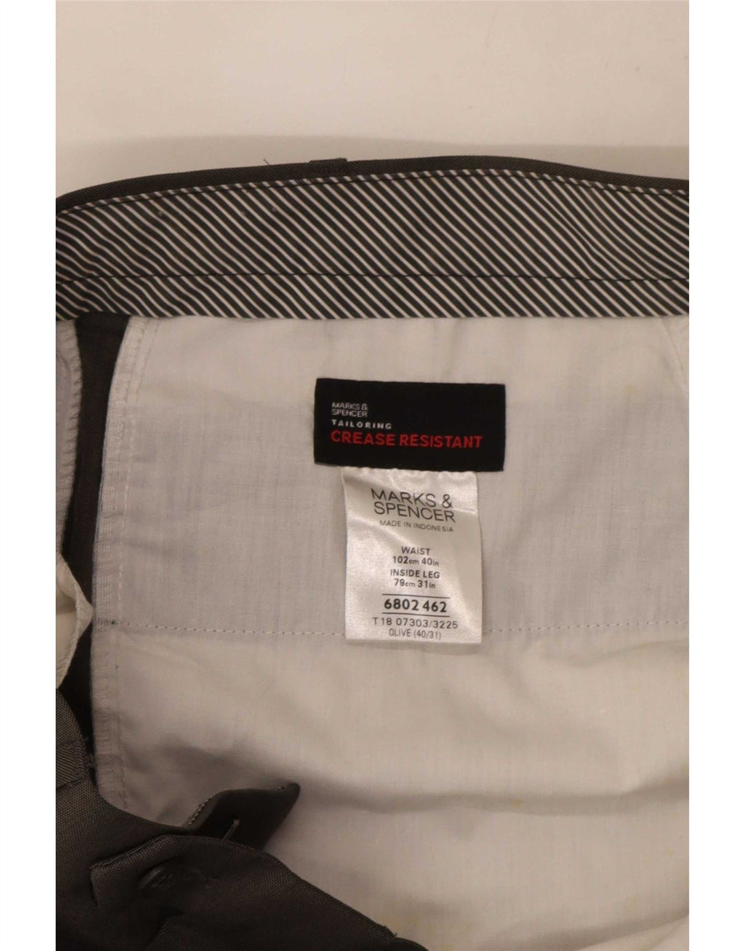 Pantaloni da abito con pegging da uomo Marks & Spencer W40 L31 poliestere kaki