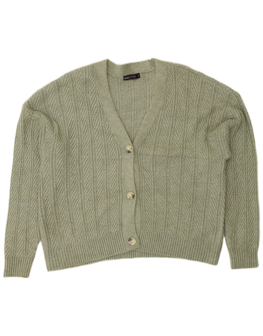 Maglione cardigan da donna Marks & Spencer UK 18 XL poliestere verde