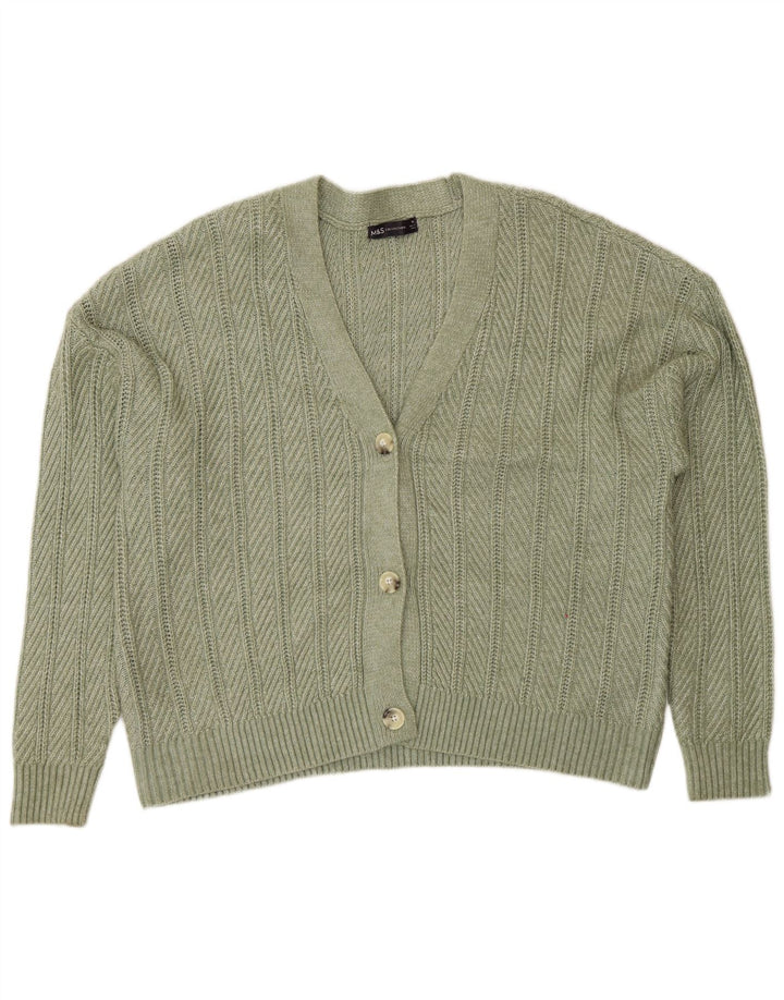 Maglione cardigan da donna Marks & Spencer UK 18 XL poliestere verde
