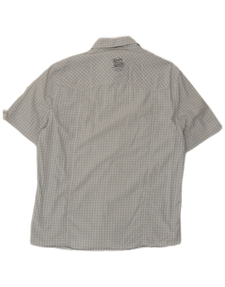 PEPE Jeans Camicia da uomo a maniche corte vestibilità regolare a quadri blu grandi