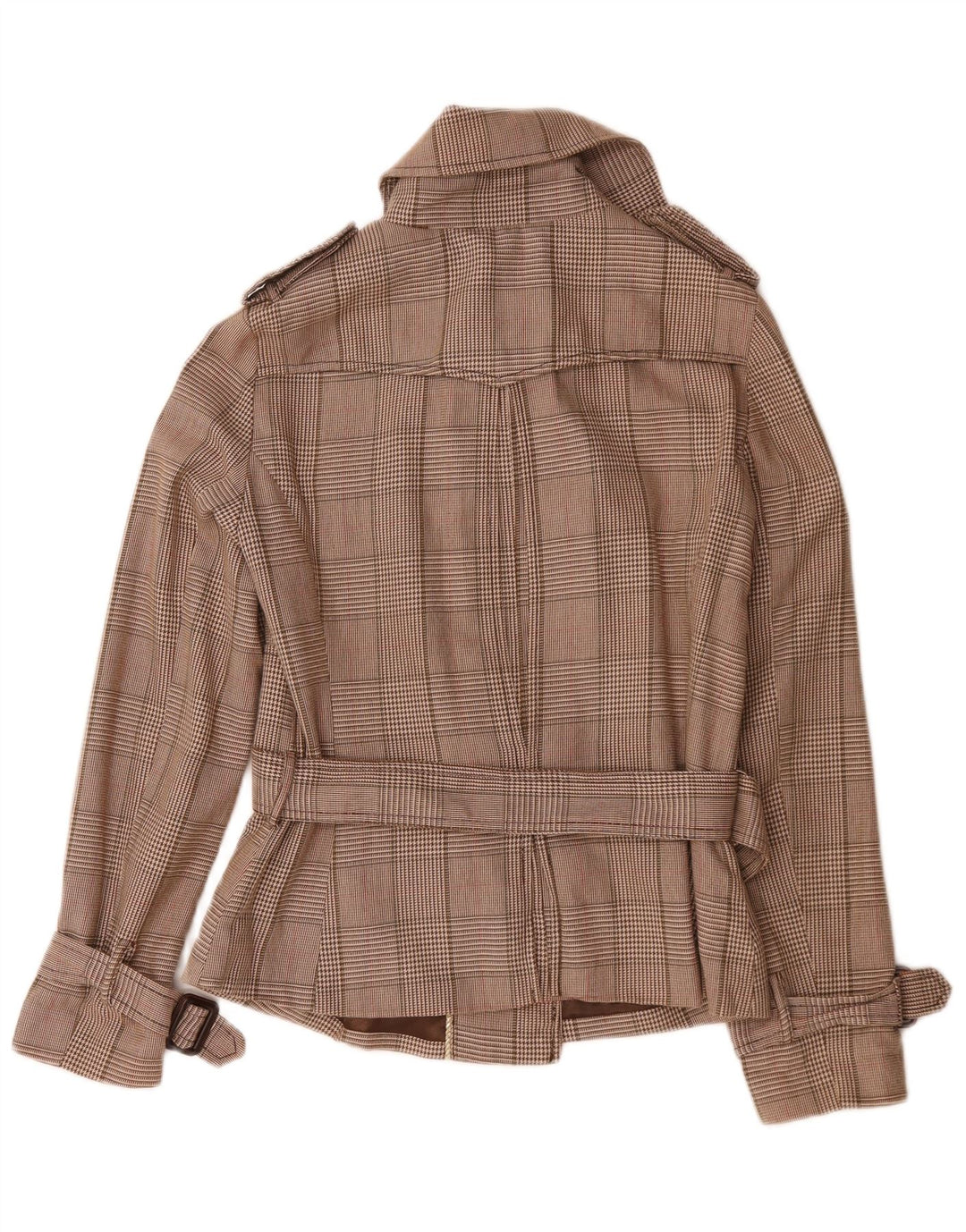 PEPE Jeans Cappotto da marinaio con cintura da donna UK 14 Cotone pied de poule marrone medio