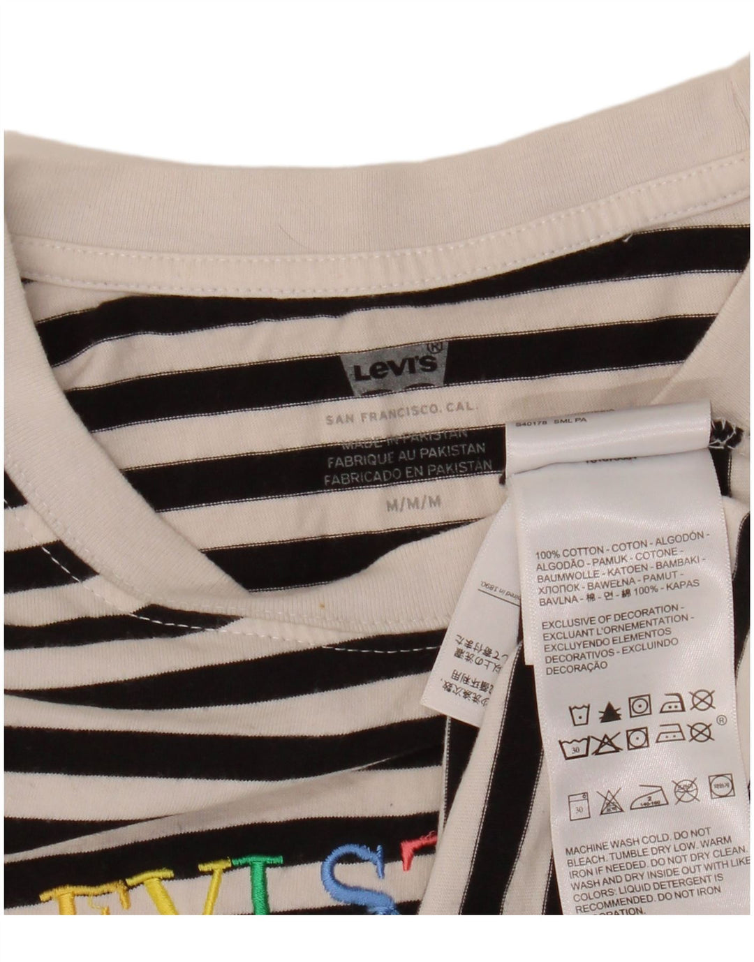 Levi's Top grafico oversize da donna a maniche lunghe UK 14 medio a righe nere