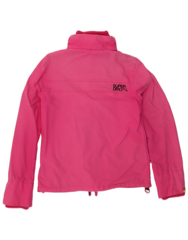 Giacca antipioggia grafica da donna Superdry UK 14 grande nylon rosa