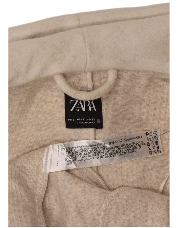 Cappotto doppio petto oversize con cappuccio da donna Zara UK 10 piccolo bianco sporco