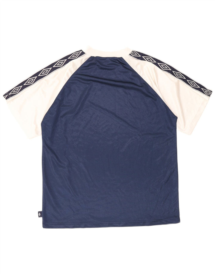 T-shirt grafica da uomo Umbro Top medio in poliestere color block blu navy