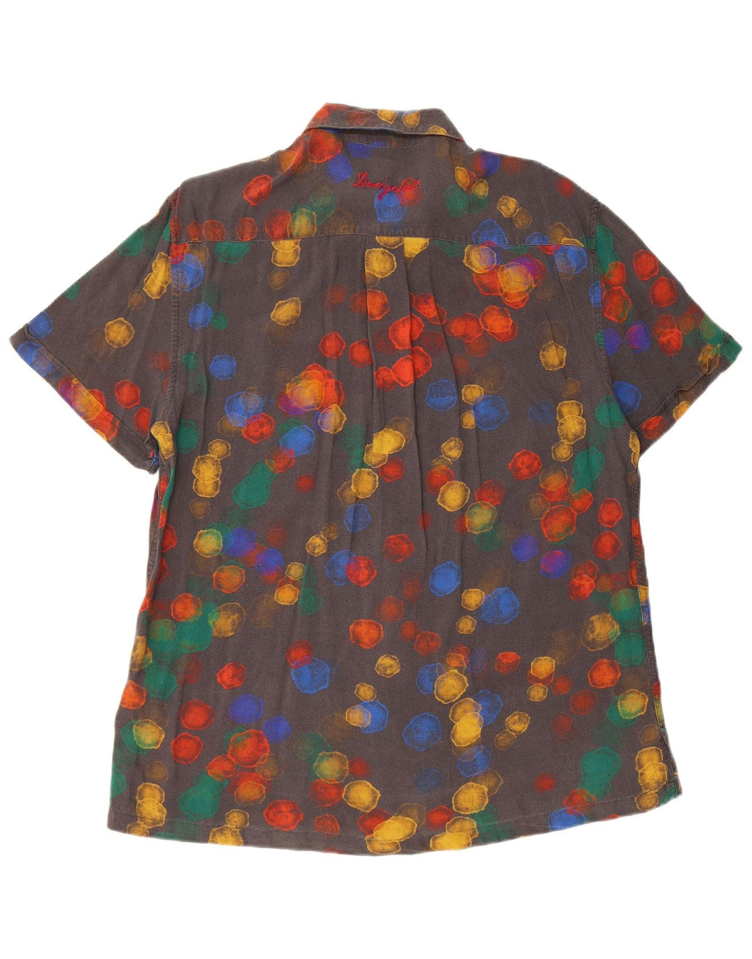 DESIGUAL Camicia a maniche corte da uomo grande in viscosa maculata nera