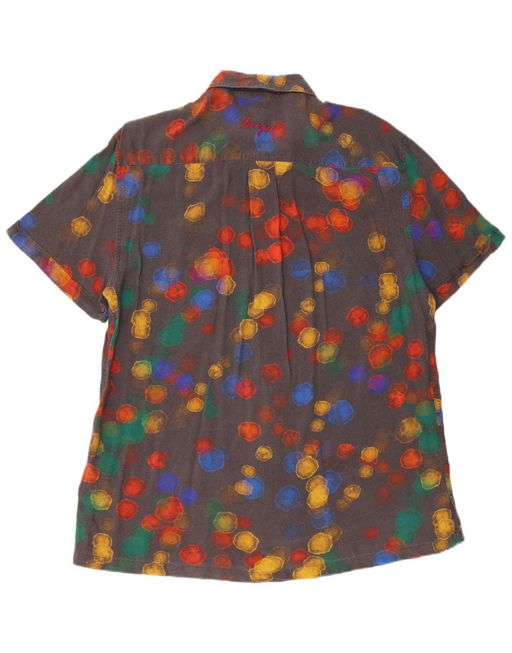 DESIGUAL Camicia a maniche corte da uomo grande in viscosa maculata nera