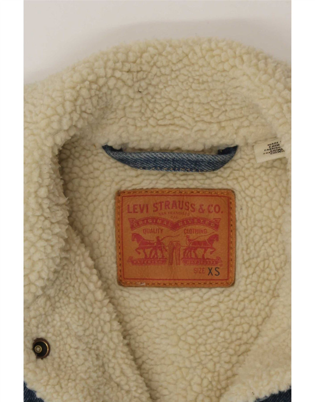 Giacca Levi's da donna in denim sherpa UK 6 XS blu cotone