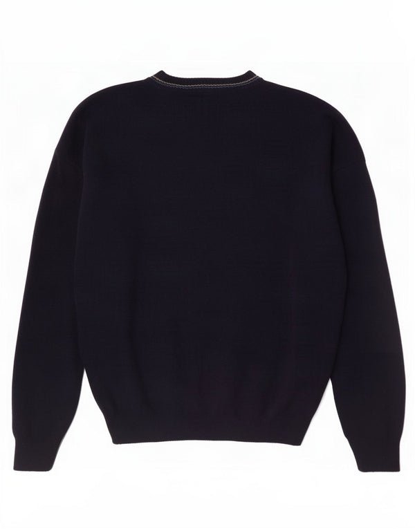 Maglione vintage da uomo girocollo IT 52/54 grande blu navy