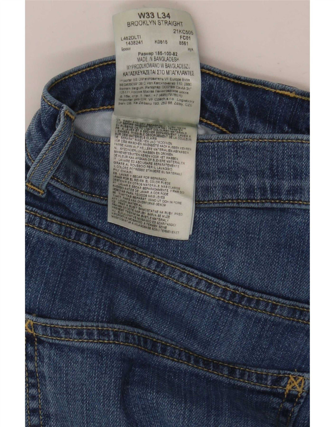 Jeans dritti Brooklyn da donna Lee W33 L34 cotone blu