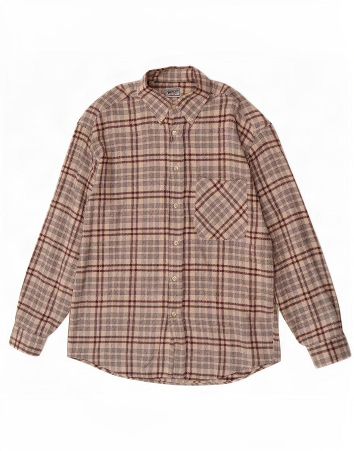 Camicia da uomo in flanella Wampum, cotone a quadri beige grande