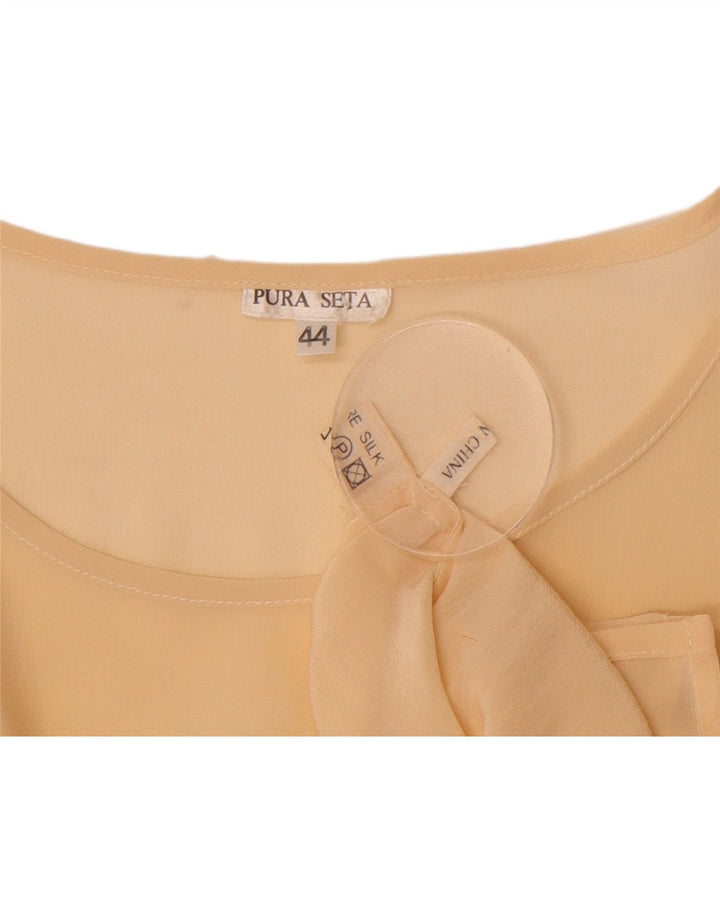 VINTAGE Womens Blouse Top IT 44 Medium Beige Silk Vintage Vintage and Second-Hand Vintage from Messina Hembry 