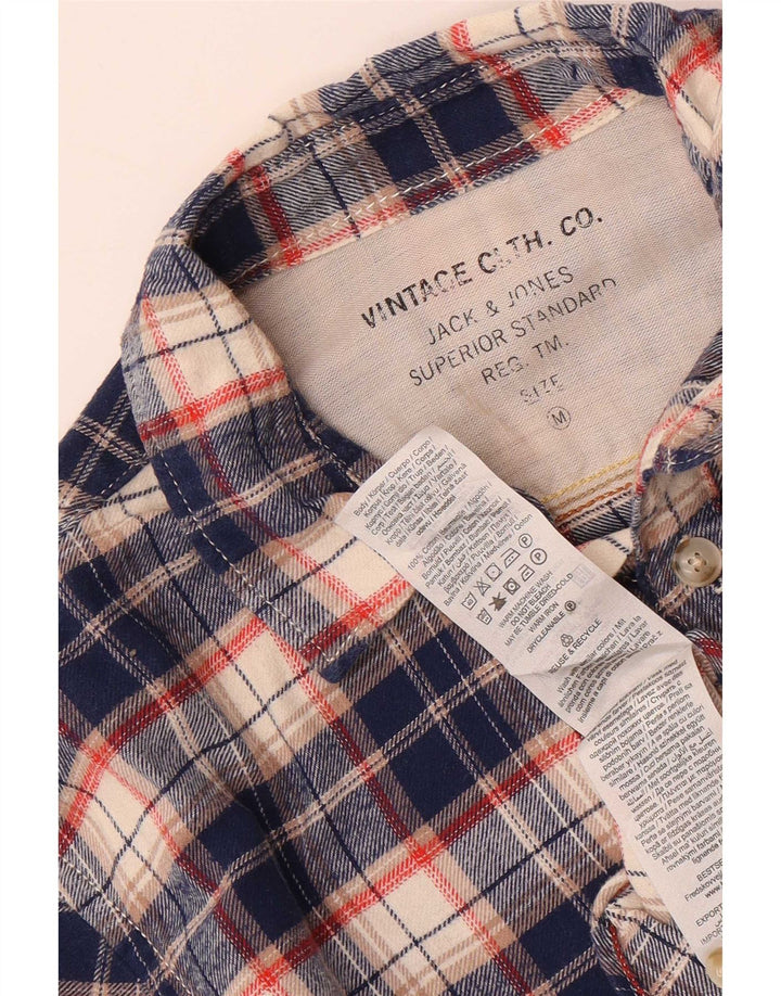 Jack & Jones Camicia da uomo in flanella di cotone a quadri blu navy medio