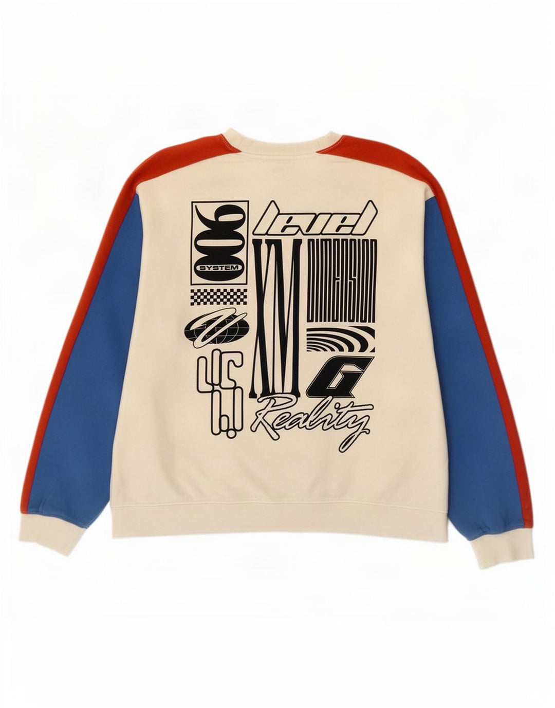 Topman Felpa grafica da uomo Maglione grande bianco a blocchi di colore