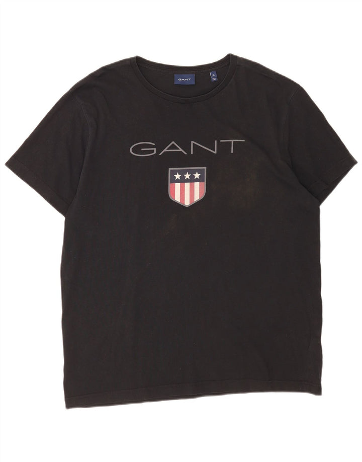 T-shirt grafica da uomo Gant Top XL in cotone nero
