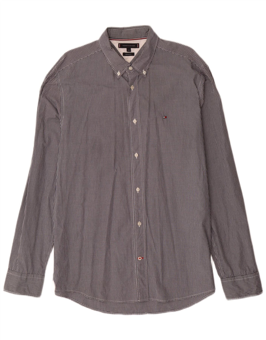TOMMY HILFIGER Camicia da uomo vestibilità regolare XL a quadretti grigi