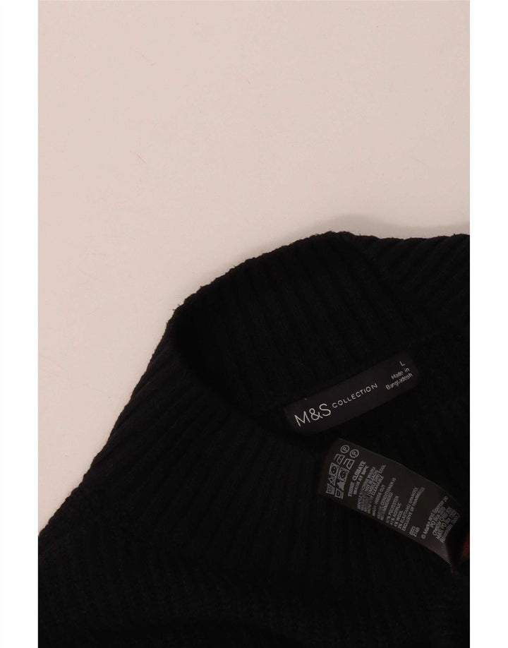 Abito maglione a maniche lunghe da donna Marks & Spencer UK 16 grande poliestere nero