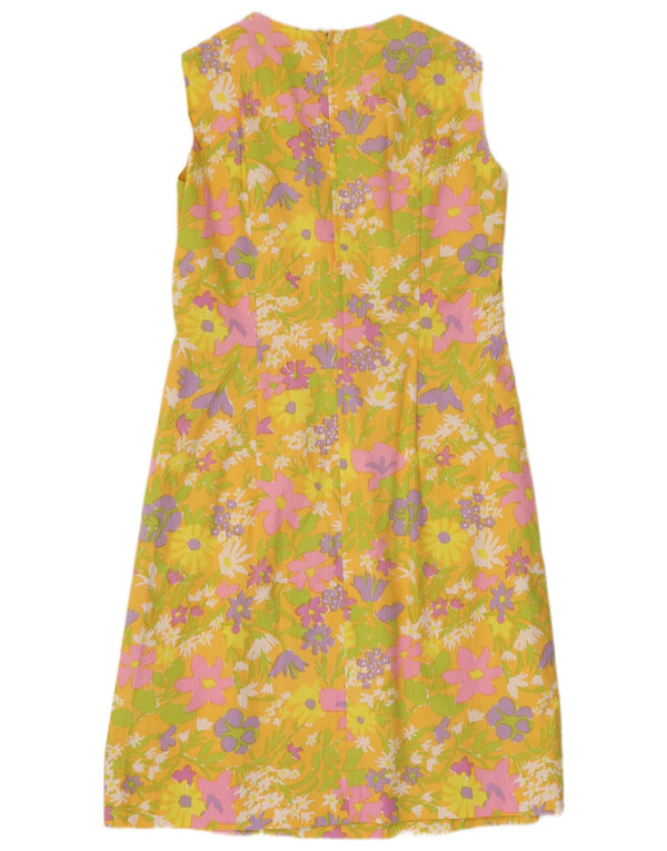 BOUSSAC Womens Sleeveless Sheath Dress UK 14 Medium Yellow Floral