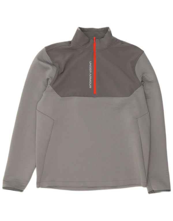 Under Armour Uomo Pullover Tuta Top Large Grigio Colourblock Sport