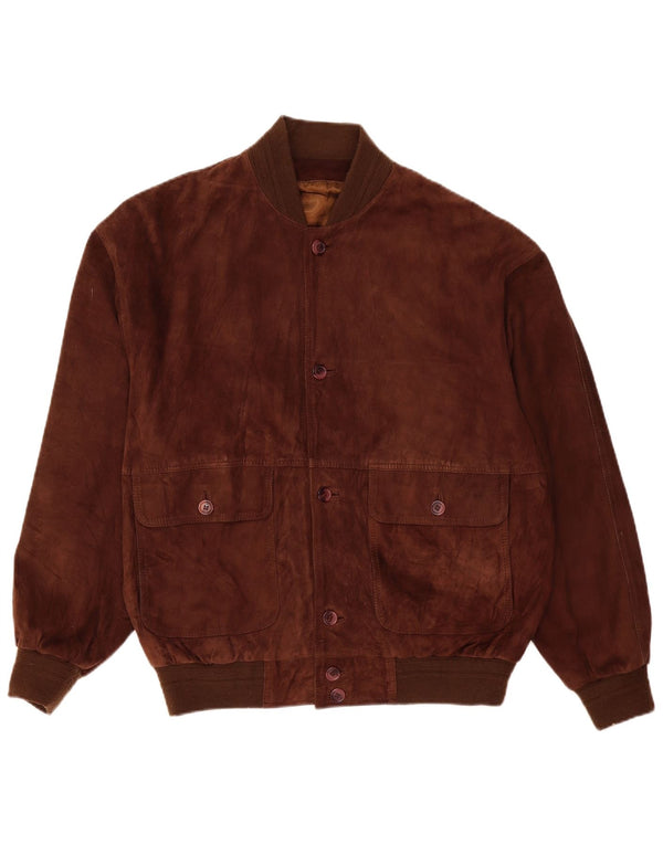 Giacca bomber scamosciata da uomo vintage EU 54 2XL in pelle marrone