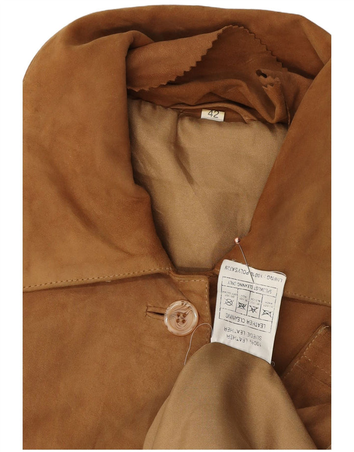 Giacca in pelle scamosciata da donna VINTAGE UK 16 grande in pelle marrone