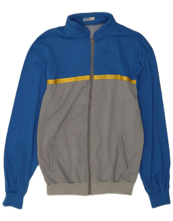 Giacca da ginnastica vintage da uomo, grande, color block blu