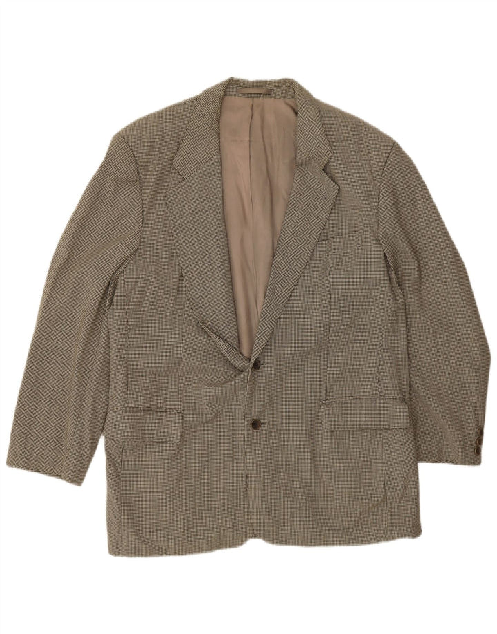 Giacca blazer da uomo a 2 bottoni Hugo Boss EU 52 XL lana vergine a quadretti grigia