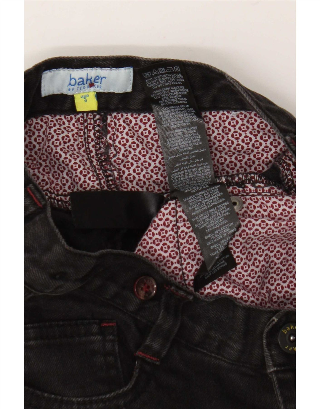 Jeans slim da ragazzo Ted Baker 8-9 anni W24 L22 cotone nero