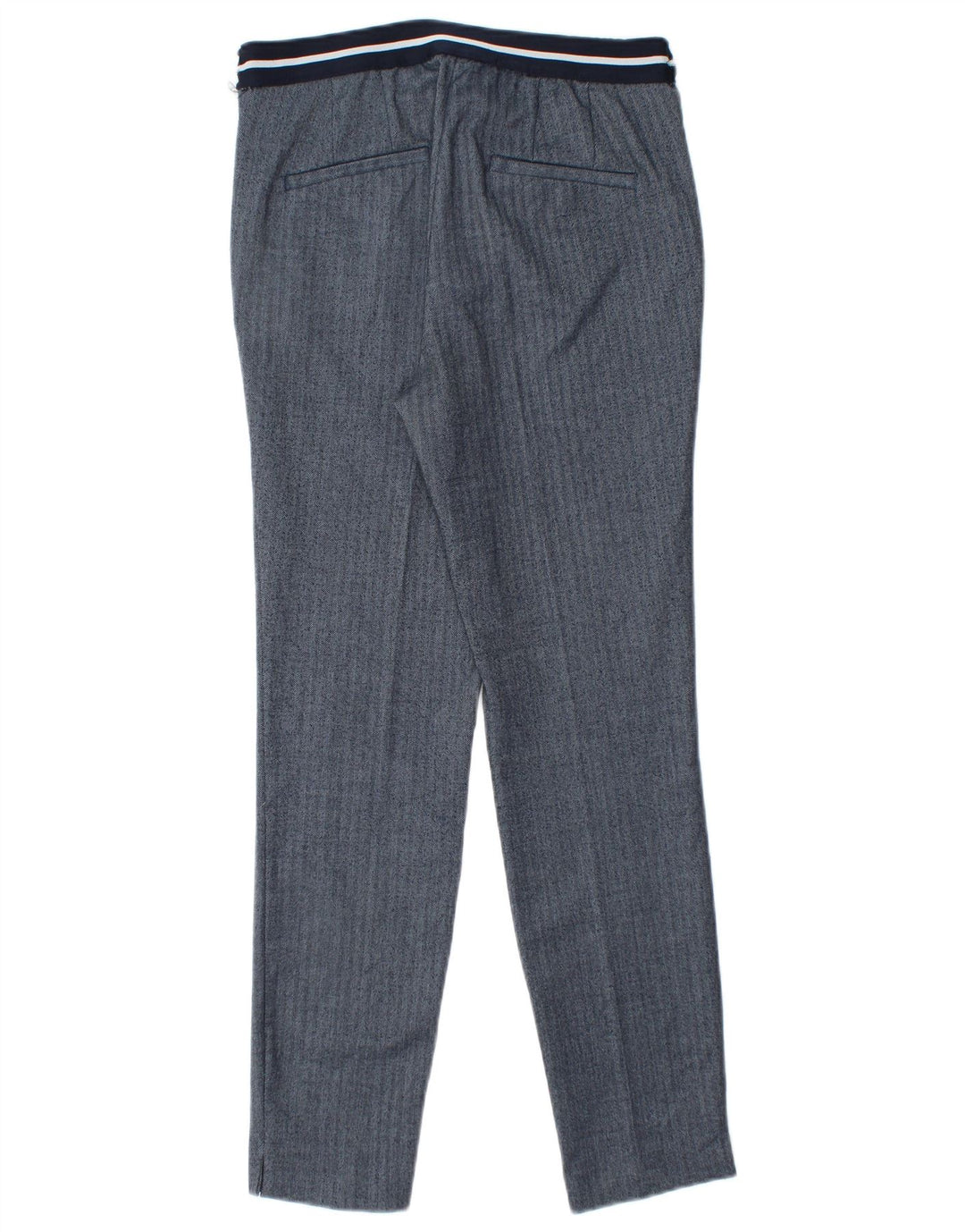 Pantaloni chino slim da donna Zara piccoli W26 L27 poliestere blu a spina di pesce