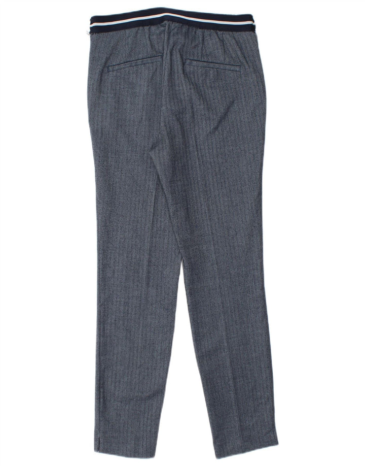 Pantaloni chino slim da donna Zara piccoli W26 L27 poliestere blu a spina di pesce