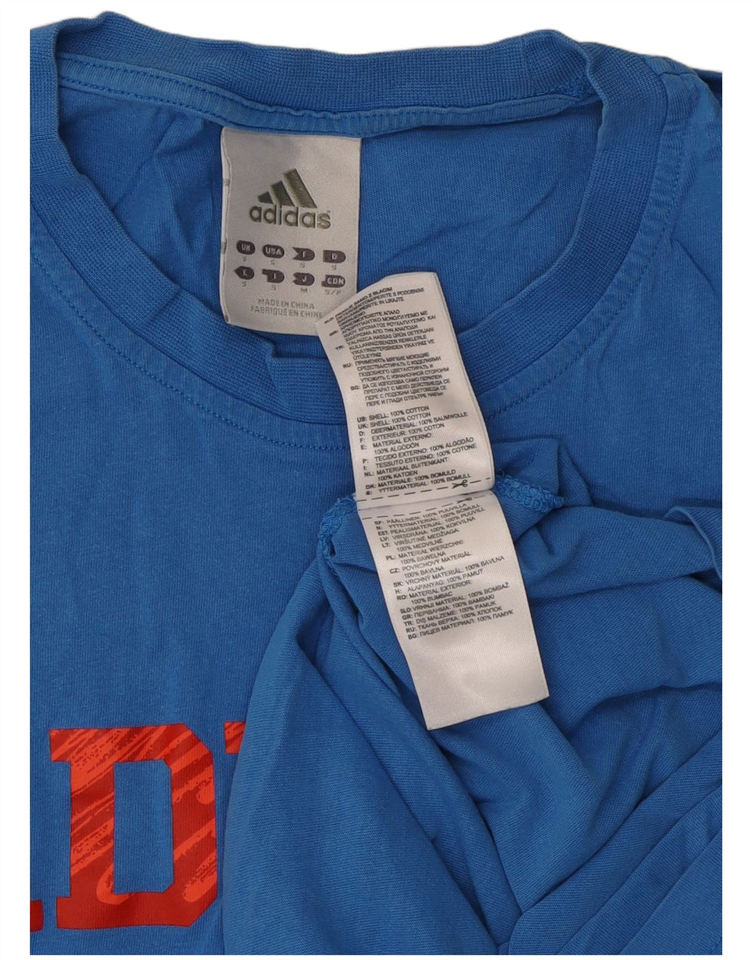 T-shirt grafica da uomo Adidas Top piccola in cotone blu