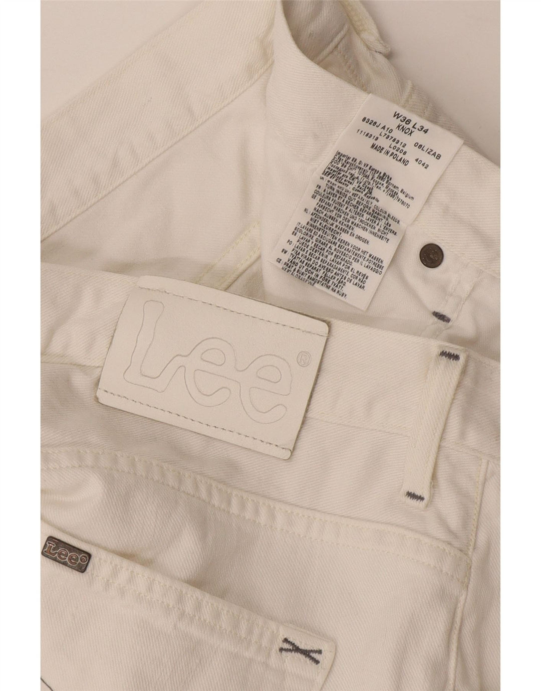 Jeans dritti Lee Knox da uomo W36 L34 cotone bianco