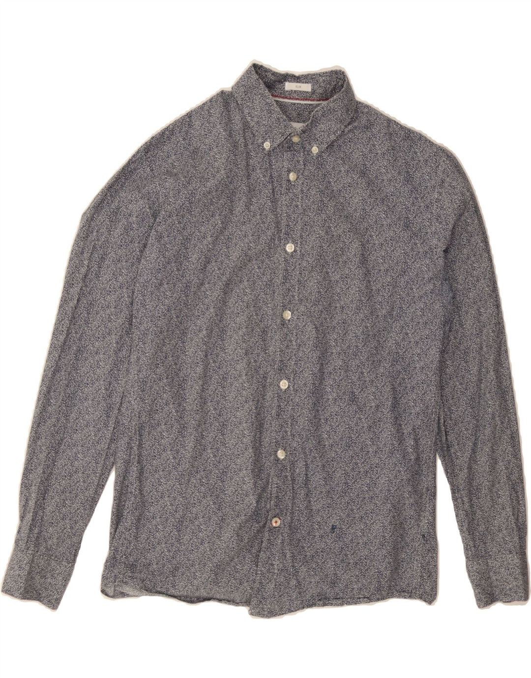 PEPE JEANS Mens Abstract Pattern Slim Shirt Medium Navy Blue Cotton Vintage PEPE Jeans and Second-Hand PEPE Jeans from Messina Hembry 