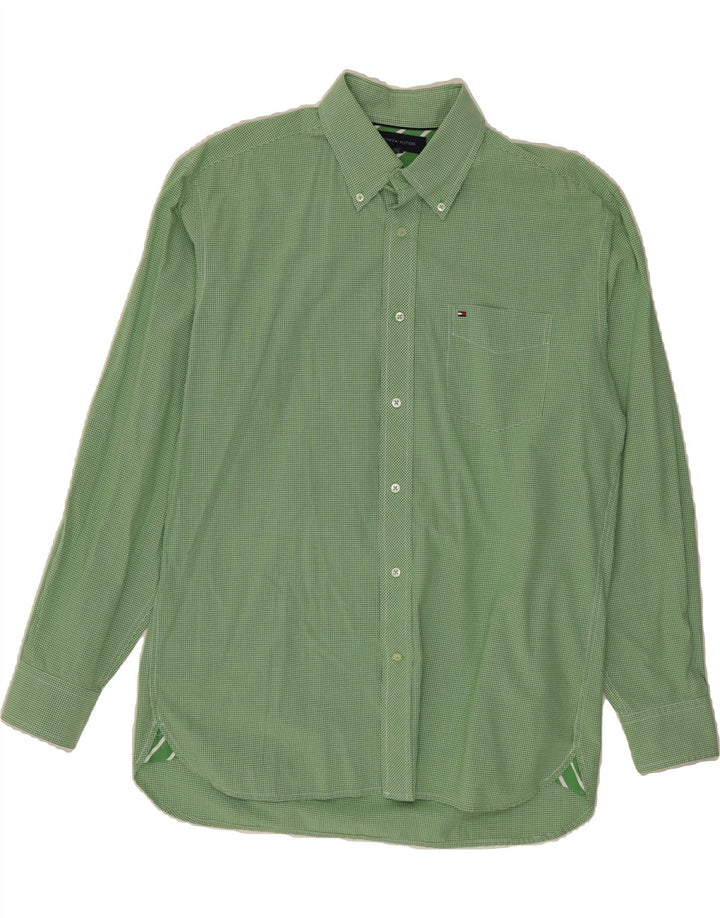 TOMMY HILFIGER Mens Shirt Medium Green Gingham Vintage Tommy Hilfiger and Second-Hand Tommy Hilfiger from Messina Hembry 