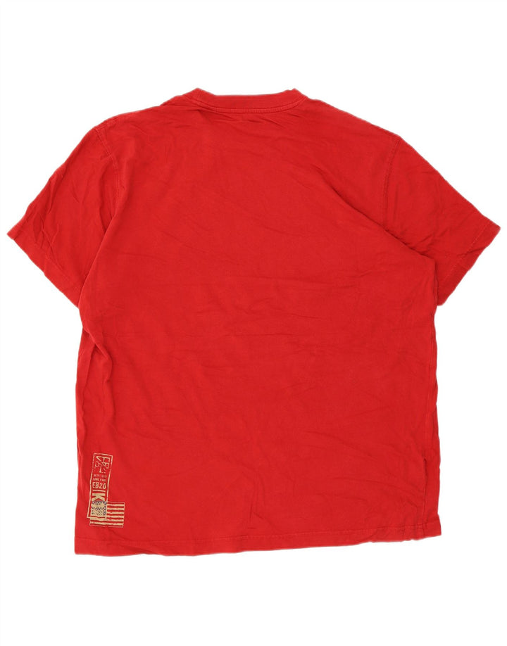 EDDIE BAUER T-shirt grafica da uomo Top grande in cotone rosso