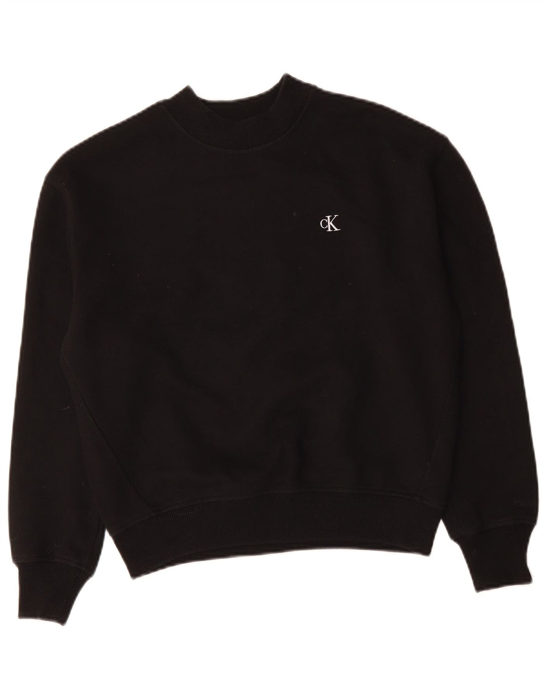 CALVIN KLEIN JEANS Felpa oversize da donna Maglione UK 10 Small Nero