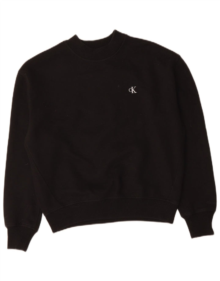 CALVIN KLEIN JEANS Felpa oversize da donna Maglione UK 10 Small Nero