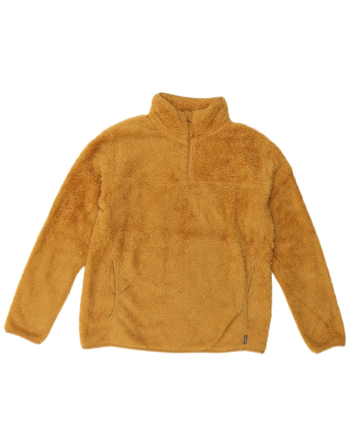 Maglione in pile da donna con collo con zip Eddie Bauer UK 10 piccolo poliestere giallo