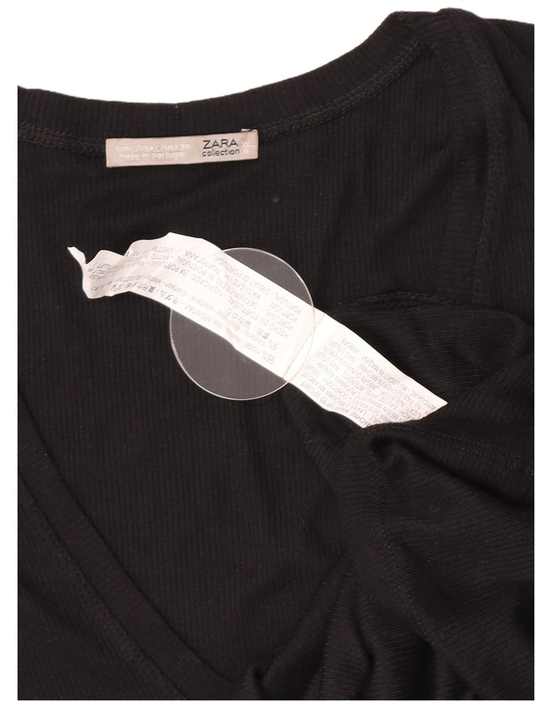 Top Zara da donna a maniche lunghe UK 14 grande nero modal