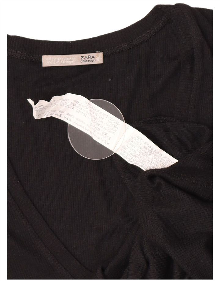 Top Zara da donna a maniche lunghe UK 14 grande nero modal