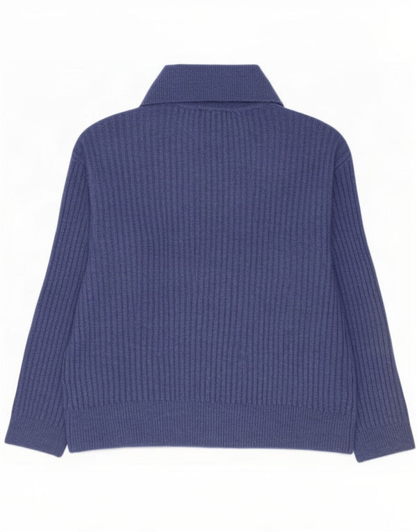 Marks & Spencer Womens Oversized Polo Neck Jumper Sweater UK 10 Small Blue