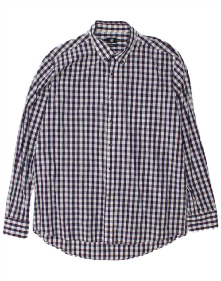 Camicia da uomo dalla vestibilità regolare di Dack 2XL in cotone a quadretti blu navy