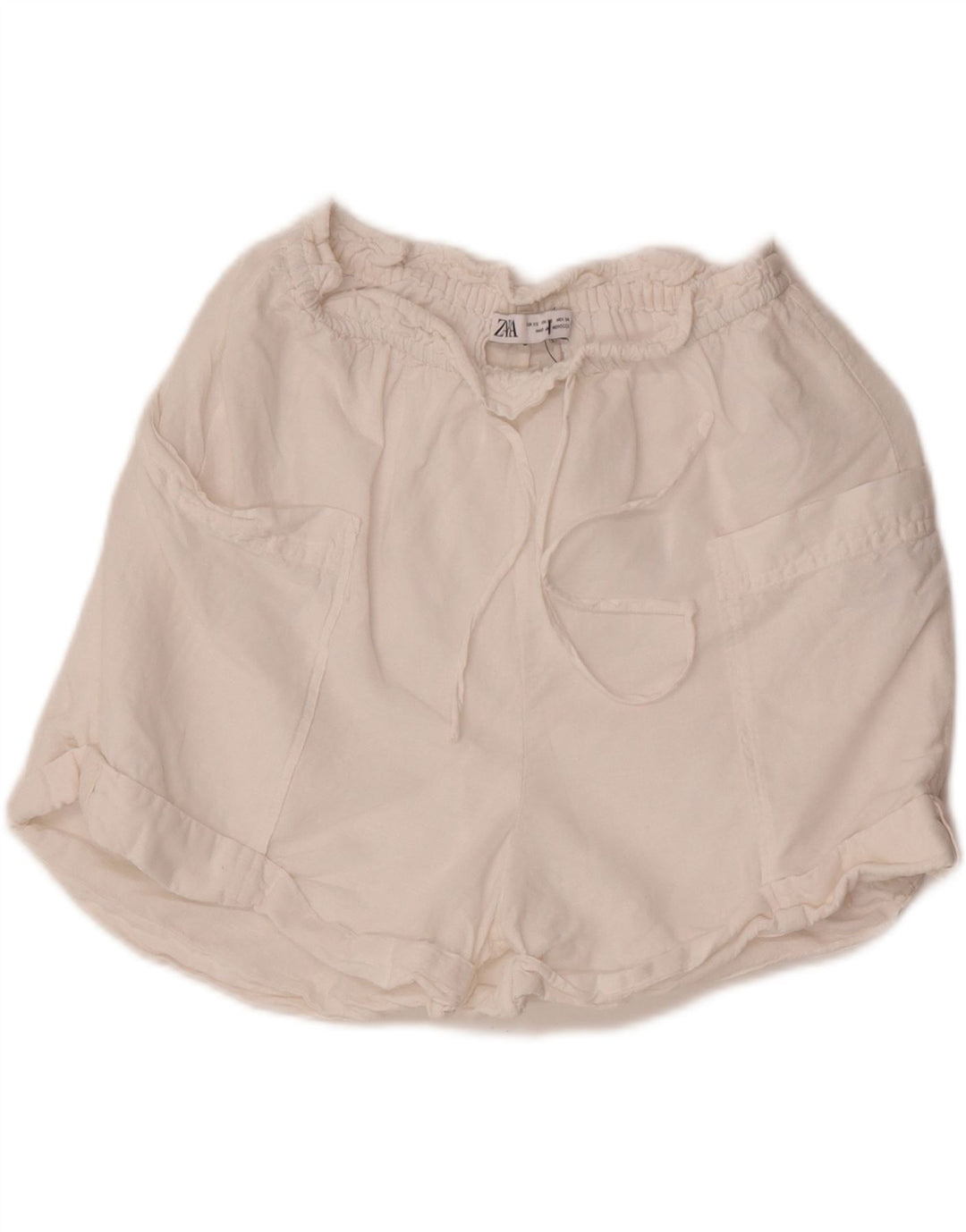 Pantaloncini casual da donna Zara XS W24 lino bianco