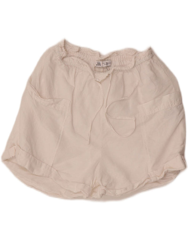 Pantaloncini casual da donna Zara XS W24 lino bianco