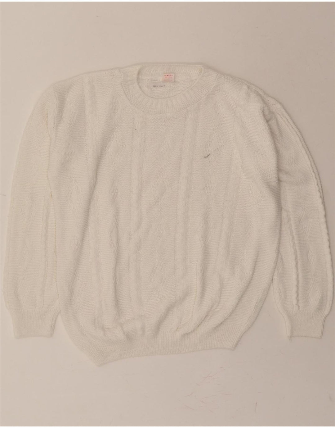VINTAGE Womens Crew Neck Jumper Sweater UK 14 Medium White Acrylic Vintage Vintage and Second-Hand Vintage from Messina Hembry 