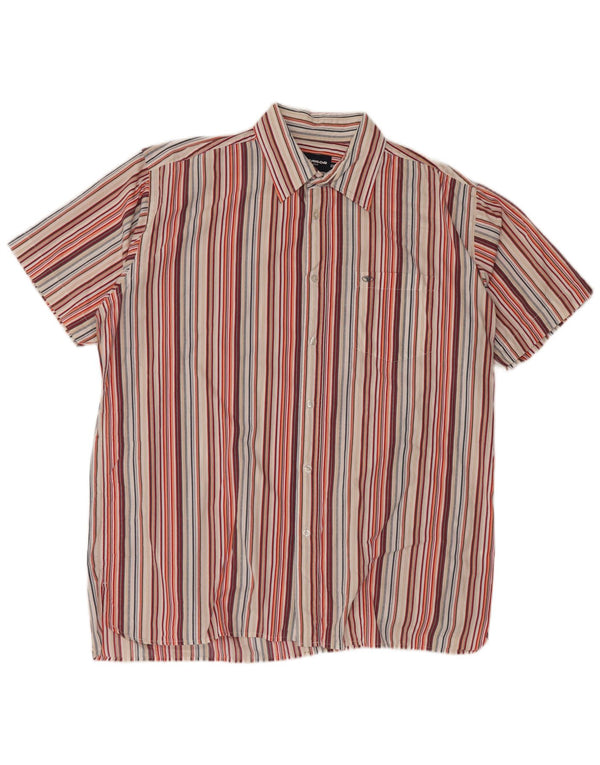 TOM TAILOR Camicia a maniche corte da uomo 2XL Cotone a righe multicolore