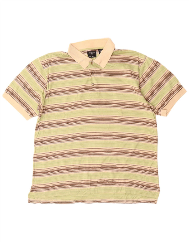 Polo da uomo IZOD grande in cotone a righe grigie
