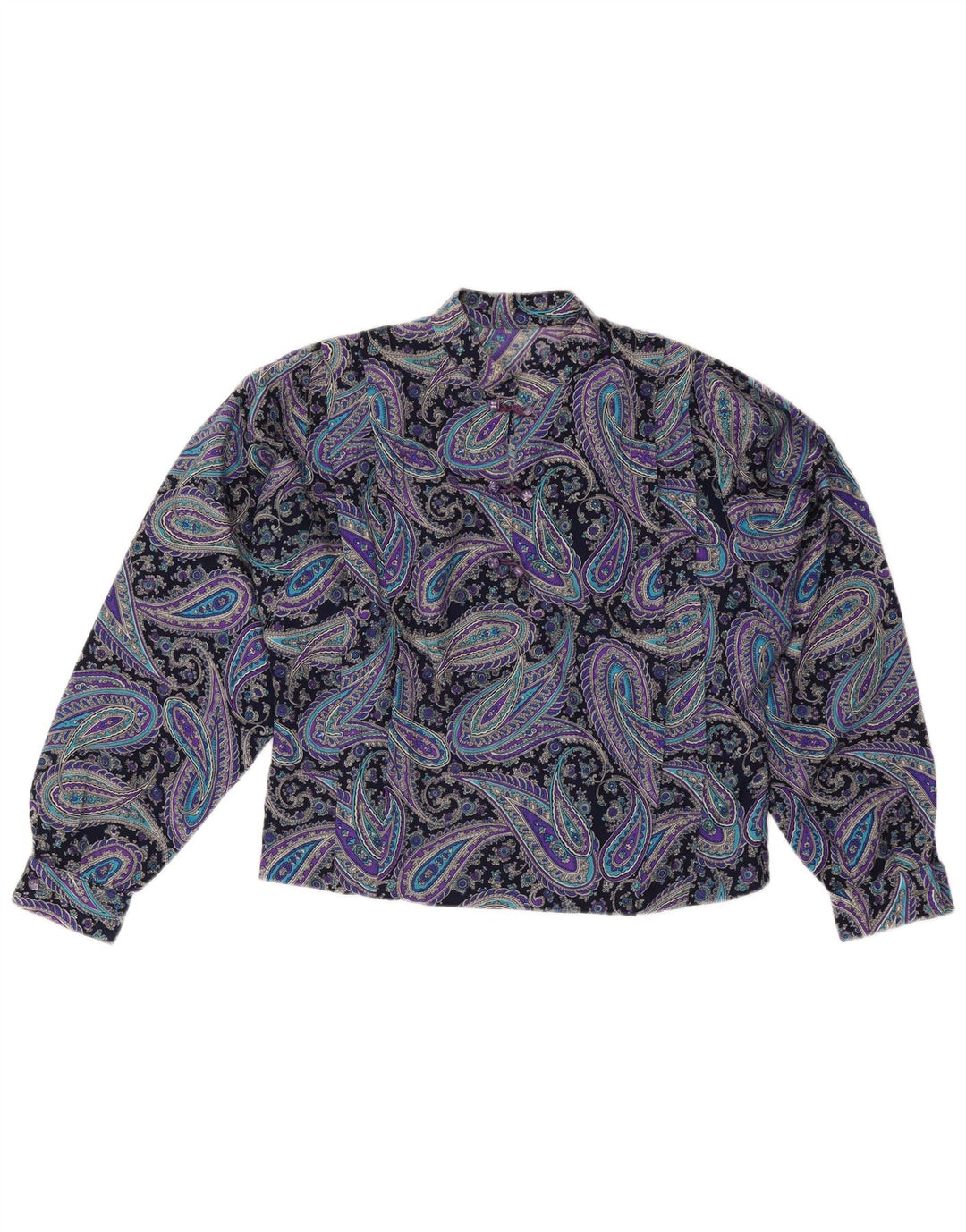 Top camicetta da donna VINTAGE UK 12 Paisley viola medio