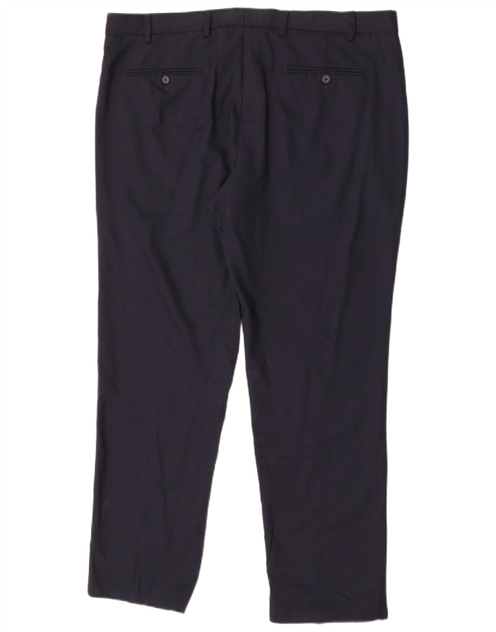 Pantaloni da abito dritti vestibilità regolare da donna Marks & Spencer W40 L30 Blu Navy